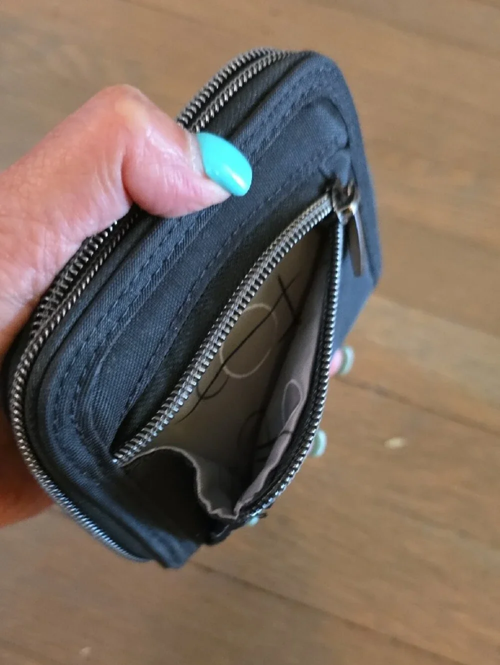 lug Black Mini Handspring RFID Quilted Zip Wallet with Logo Plaque